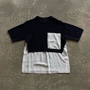 Joseph Silk Cashmere Knit Blouse Shirt Blue White Abstract Size Small